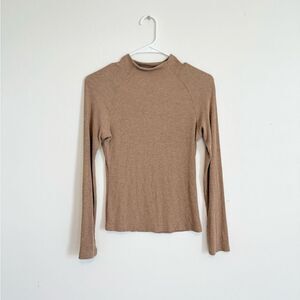 LNA Brown Mock Neck Top